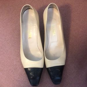 Vintage Chanel Logo Pumps Heels 40.5 EU or 10 US